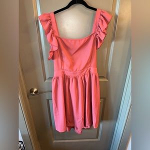 Brick colored sleeveless sundress with open back detail